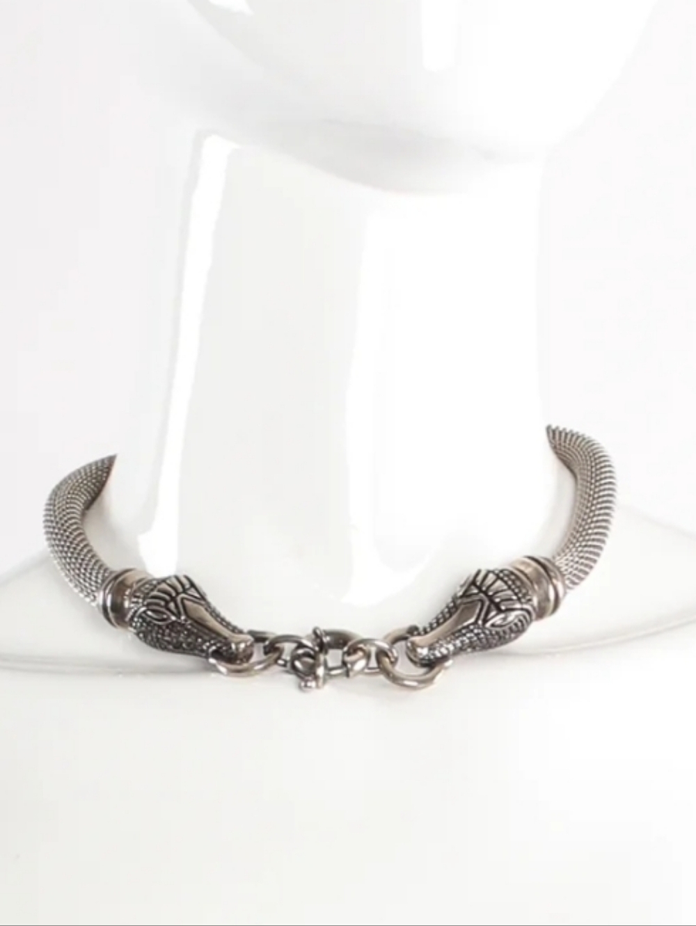 Vintage 925 Sterling Silver Recess LA Double Gator Mesh Rope Collar Necklace